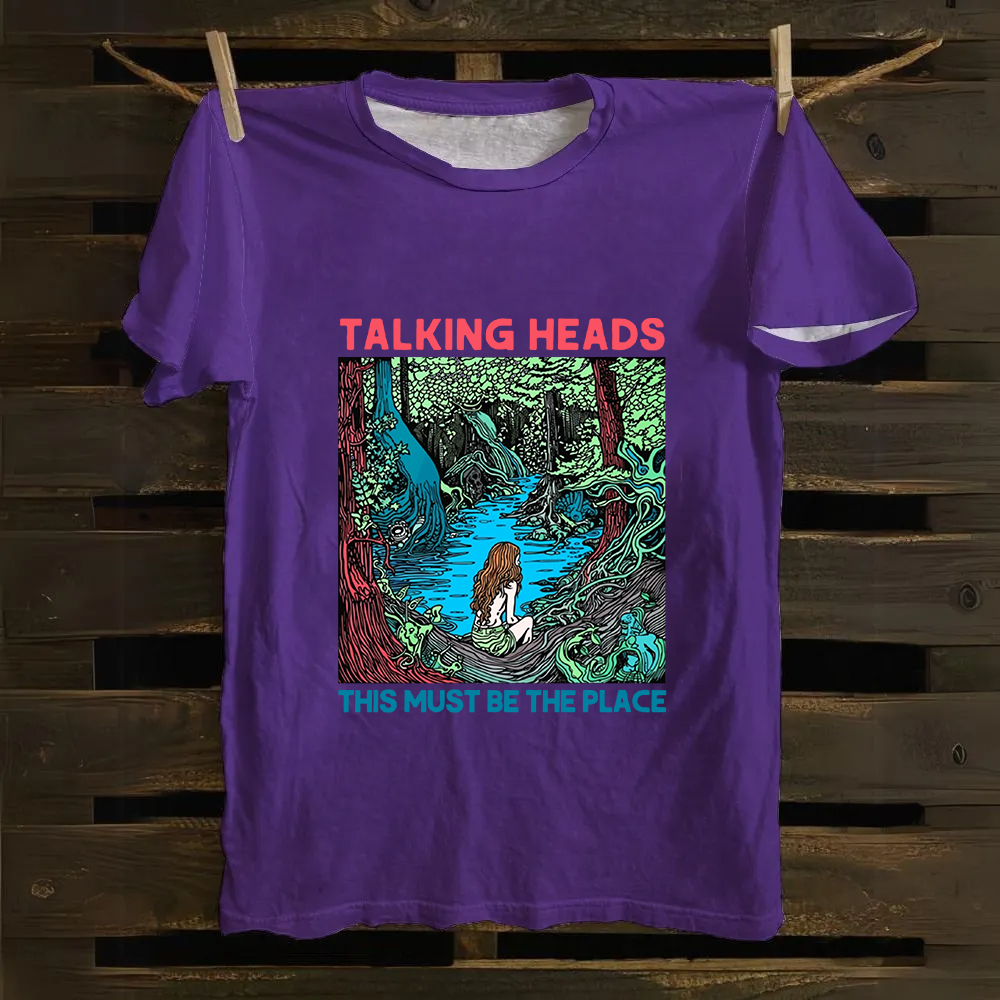 Unisex Vintage  Talking Heads Band Casual Printed Cotton T-Shirt