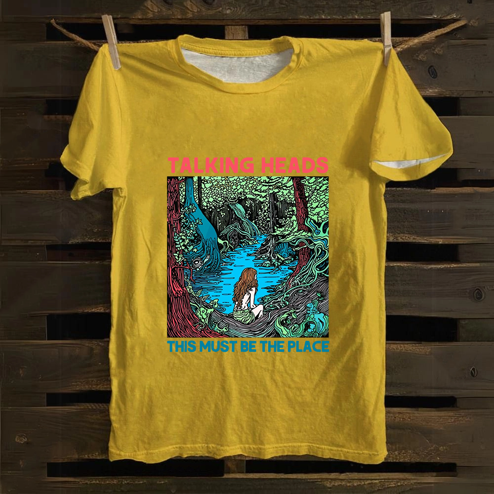 Unisex Vintage  Talking Heads Band Casual Printed Cotton T-Shirt
