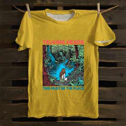 Unisex Vintage  Talking Heads Band Casual Printed Cotton T-Shirt