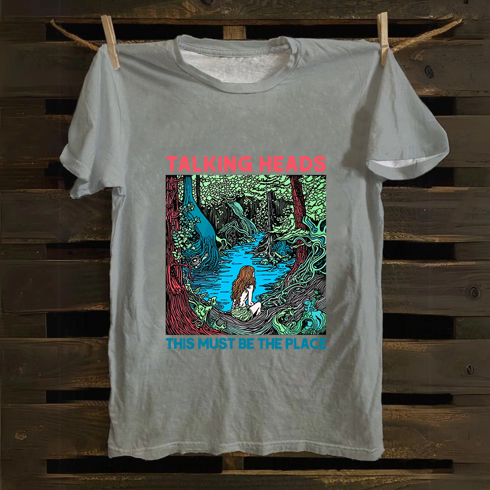 Unisex Vintage  Talking Heads Band Casual Printed Cotton T-Shirt