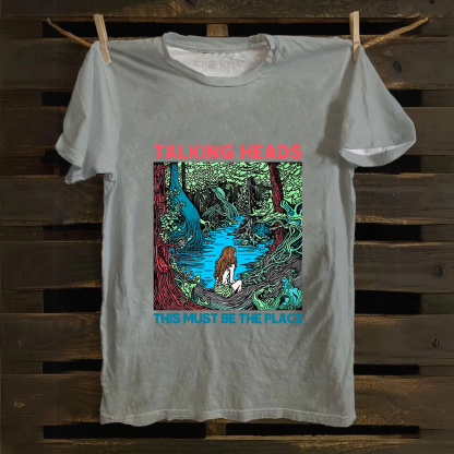 Unisex Vintage  Talking Heads Band Casual Printed Cotton T-Shirt