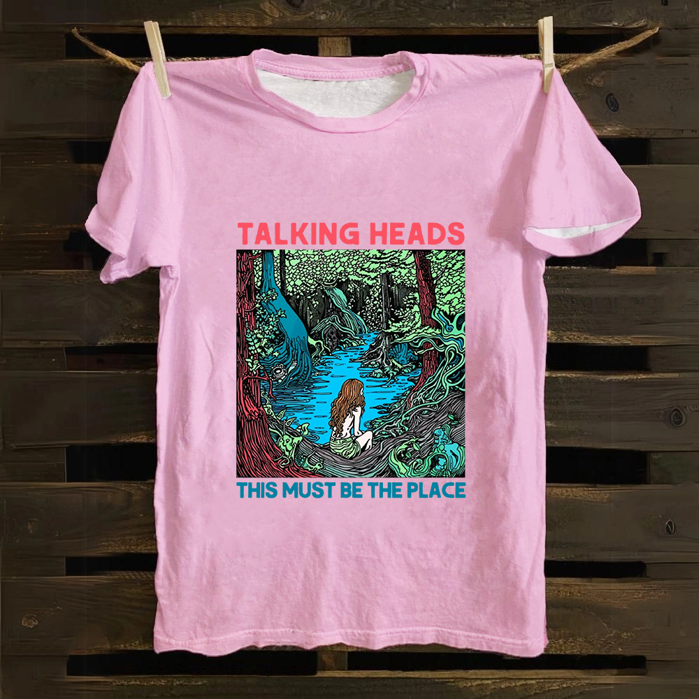 Unisex Vintage  Talking Heads Band Casual Printed Cotton T-Shirt