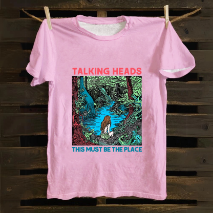 Unisex Vintage  Talking Heads Band Casual Printed Cotton T-Shirt