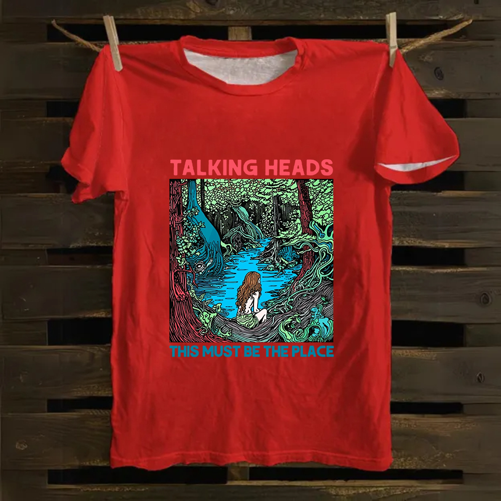 Unisex Vintage  Talking Heads Band Casual Printed Cotton T-Shirt
