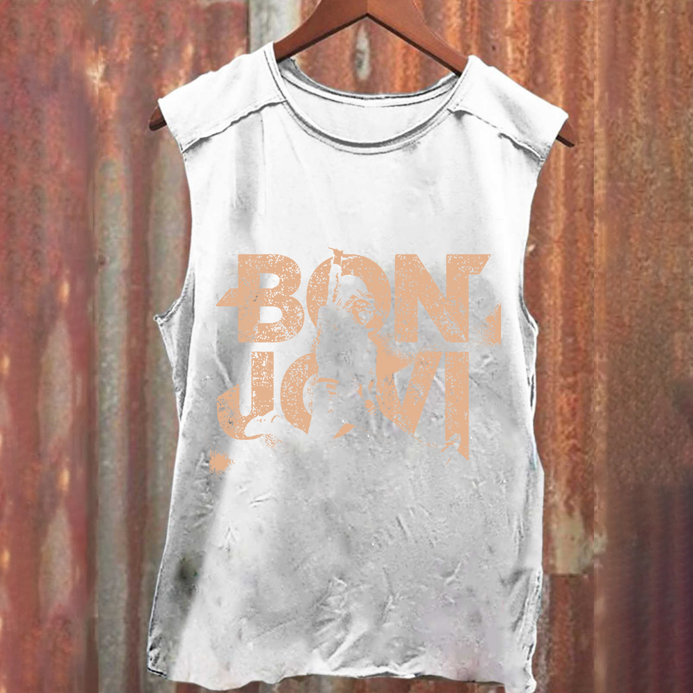 Unisex Vintage Washed Bon Jovi Tank Top