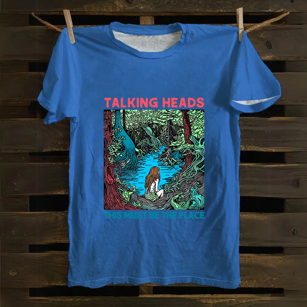 Unisex Vintage  Talking Heads Band Casual Printed Cotton T-Shirt