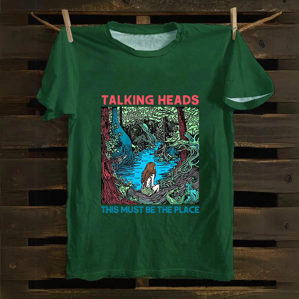 Unisex Vintage  Talking Heads Band Casual Printed Cotton T-Shirt