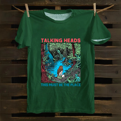 Unisex Vintage  Talking Heads Band Casual Printed Cotton T-Shirt