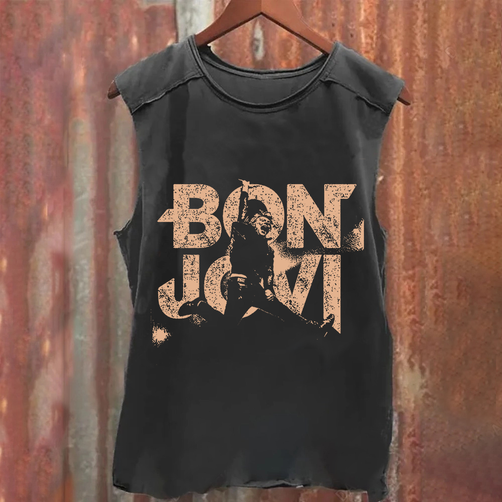 Unisex Vintage Washed Bon Jovi Tank Top