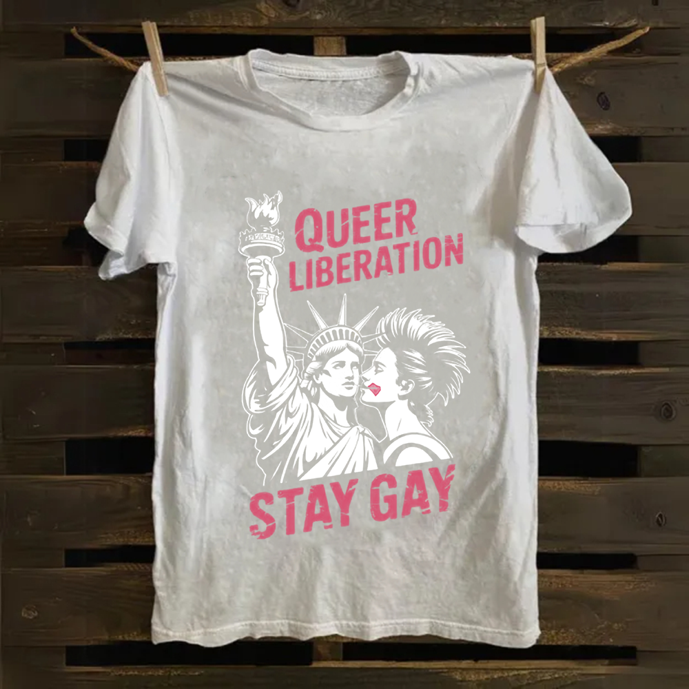 Unisex Vintage Queer Liberation Stay Gay Cotton T-Shirt
