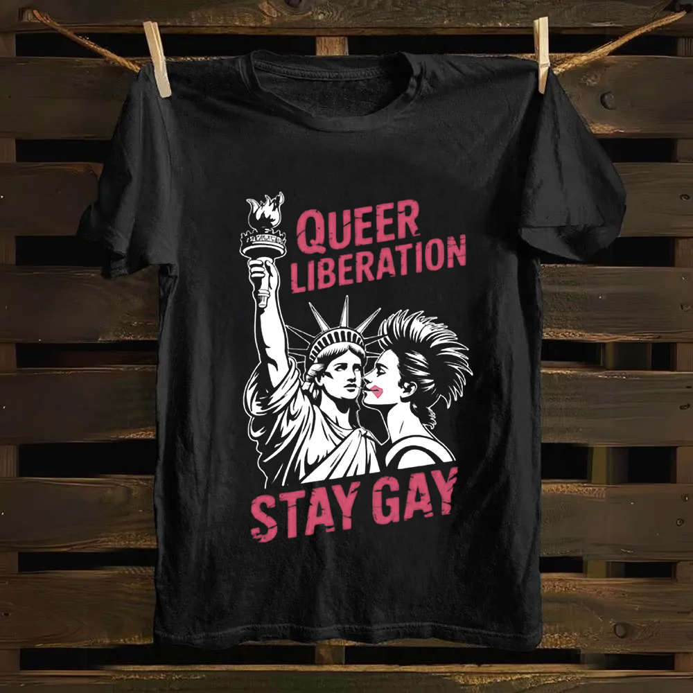 Unisex Vintage Queer Liberation Stay Gay Cotton T-Shirt
