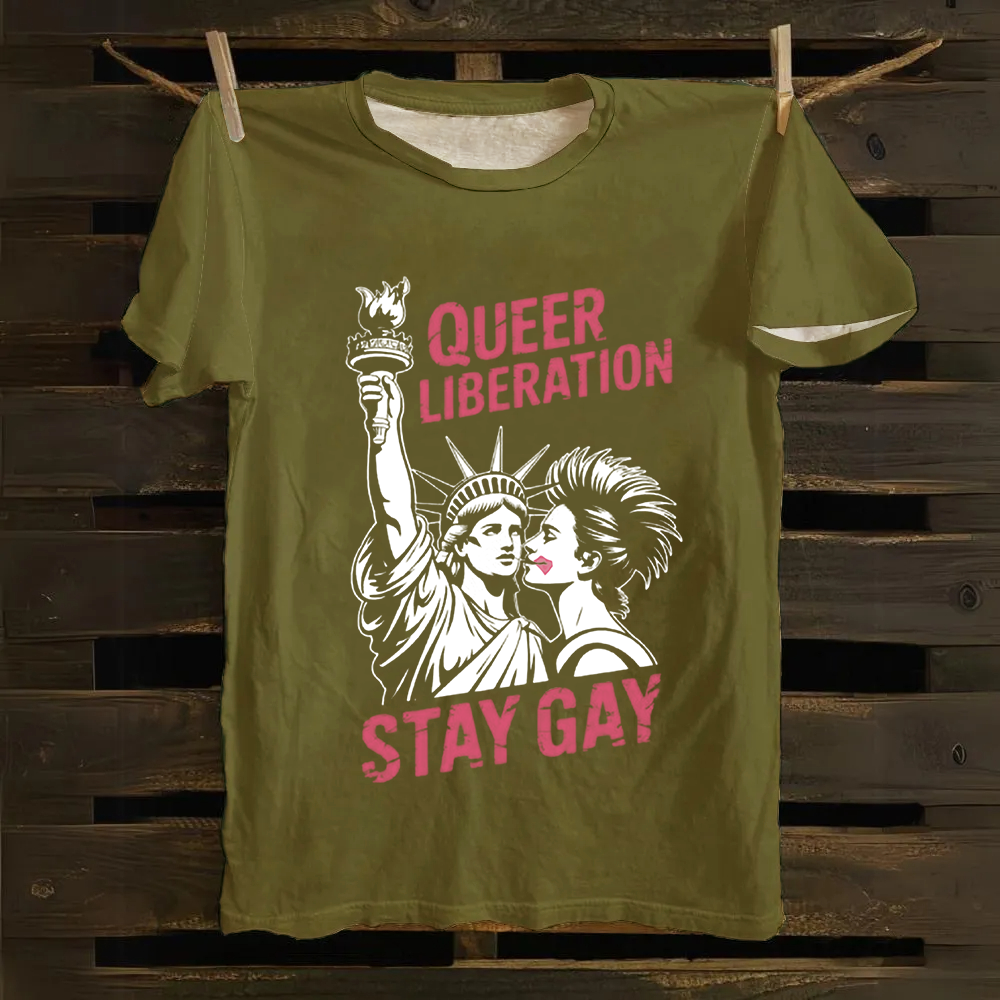 Unisex Vintage Queer Liberation Stay Gay Cotton T-Shirt