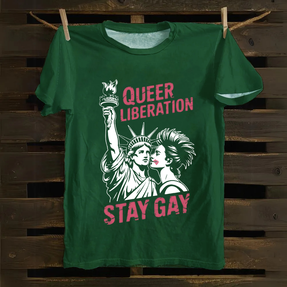 Unisex Vintage Queer Liberation Stay Gay Cotton T-Shirt
