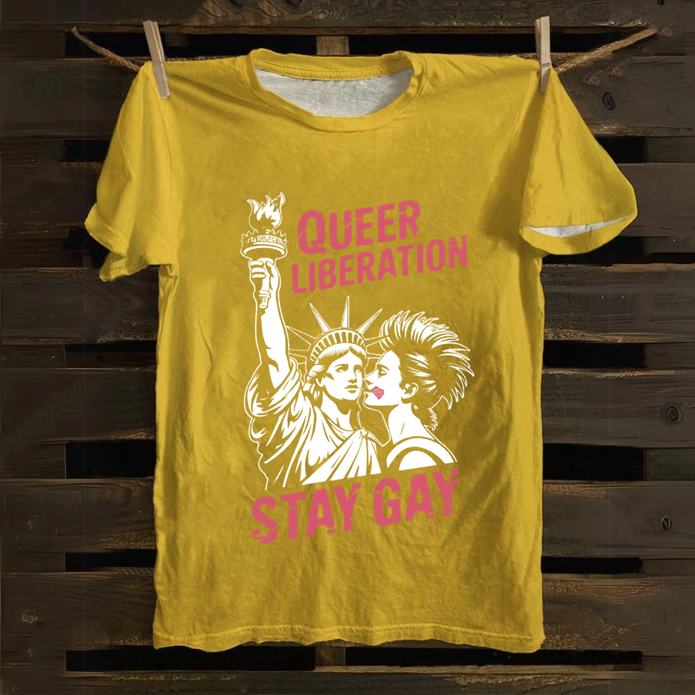 Unisex Vintage Queer Liberation Stay Gay Cotton T-Shirt