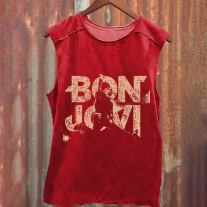 Unisex Vintage Washed Bon Jovi Tank Top
