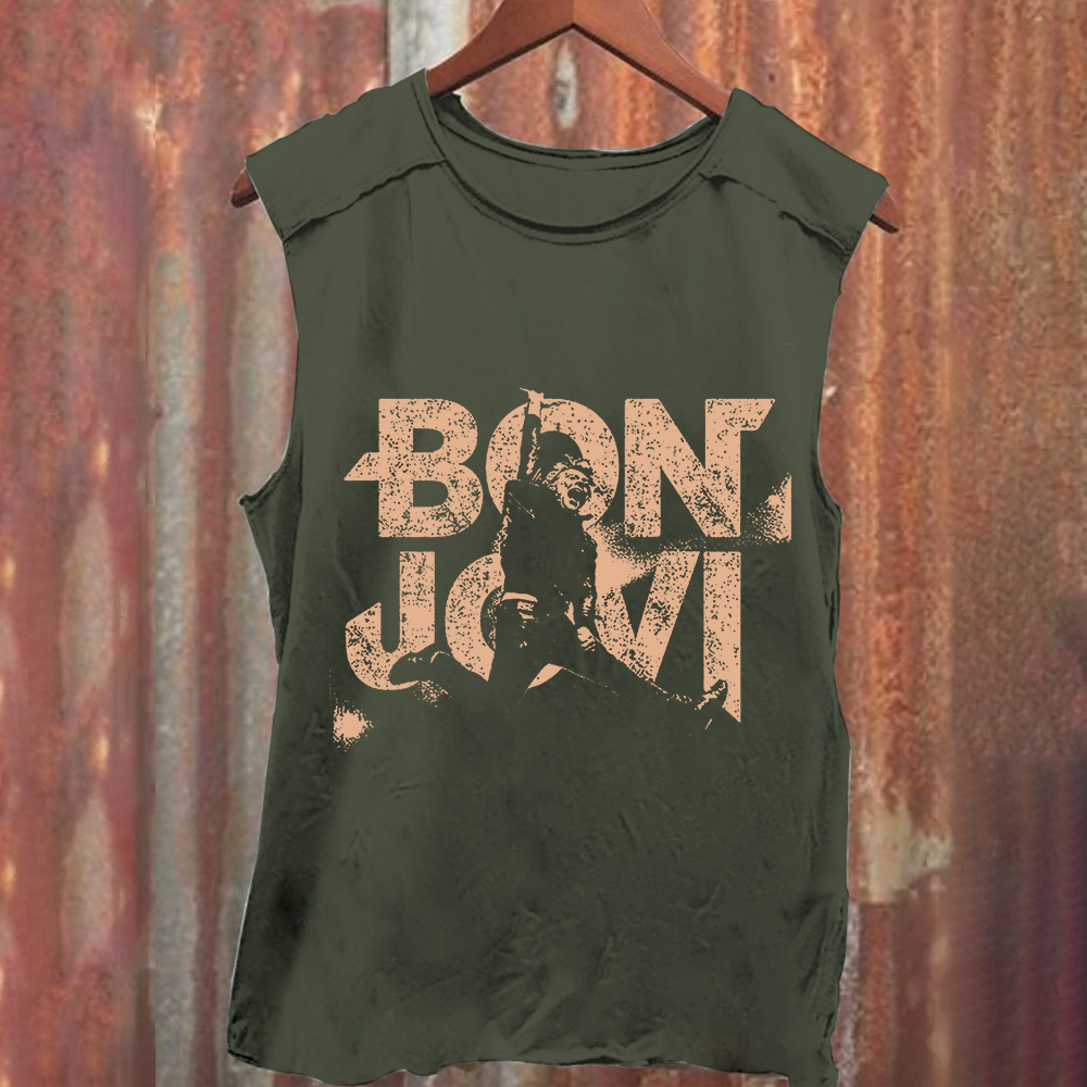 Unisex Vintage Washed Bon Jovi Tank Top