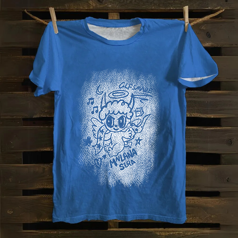 Unisex Vintage Angel Graphic Cotton T-Shirt