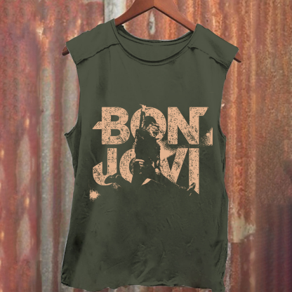 Unisex Vintage Washed Bon Jovi Tank Top