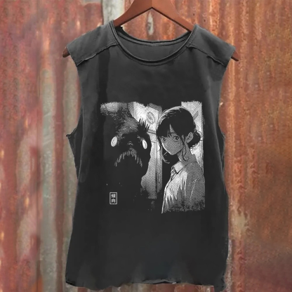 Unisex Vintage Washed Lollypop Girl Tank Top