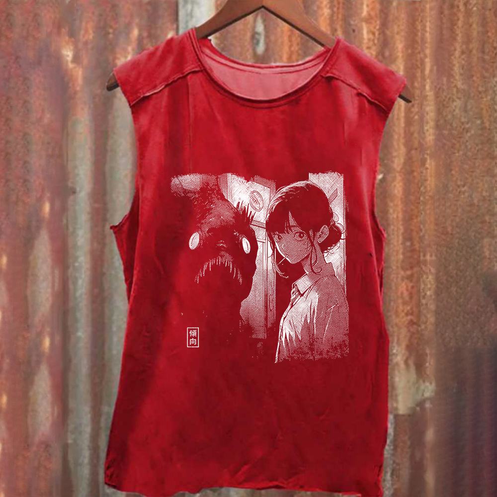 Unisex Vintage Washed Lollypop Girl Tank Top