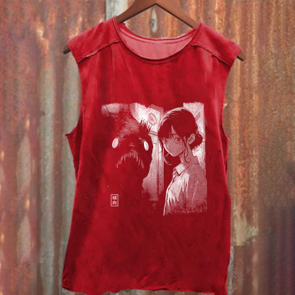 Unisex Vintage Washed Lollypop Girl Tank Top