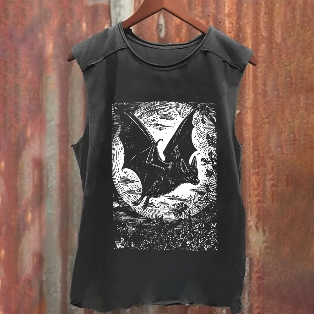 Unisex Vintage Washed  Medieval Bat Tank Top