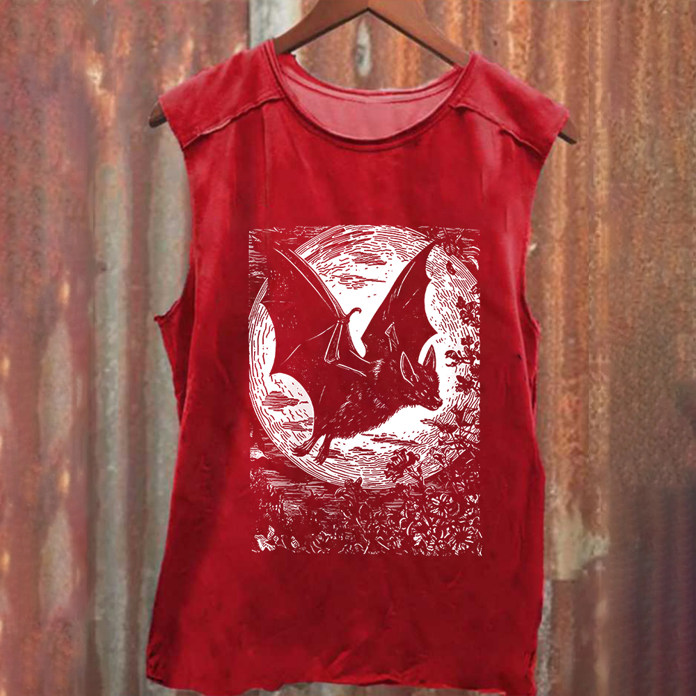 Unisex Vintage Washed  Medieval Bat Tank Top