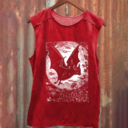 Unisex Vintage Washed  Medieval Bat Tank Top