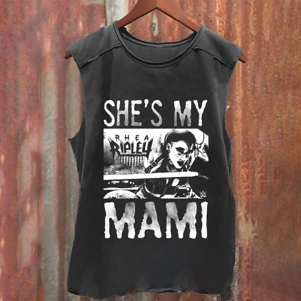 Unisex Vintage Washed WWE Rhea Ripley "she is my mami " Tank Top