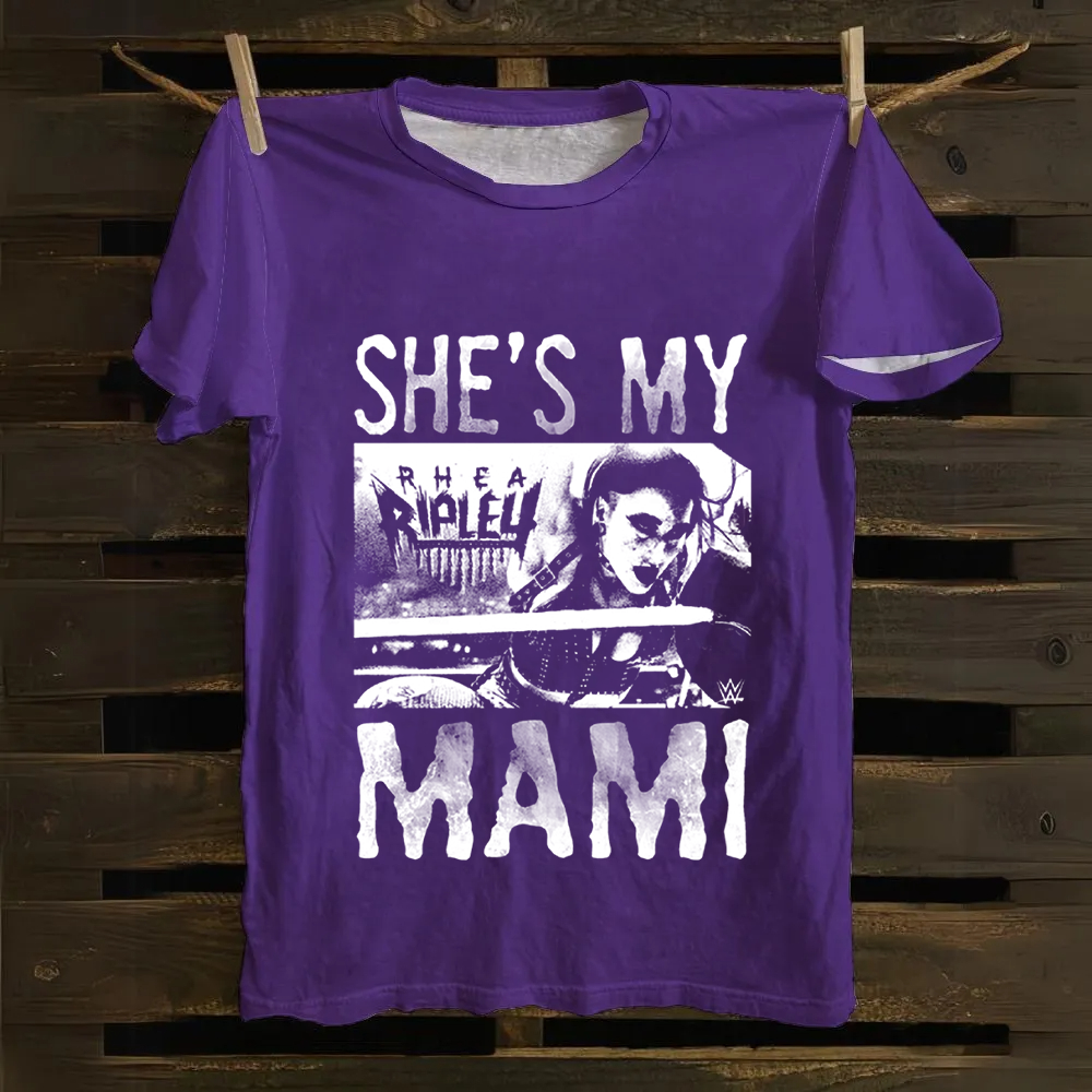 Unisex Vintage WWE Rhea Ripley "she is my mami " Cotton T-Shirt