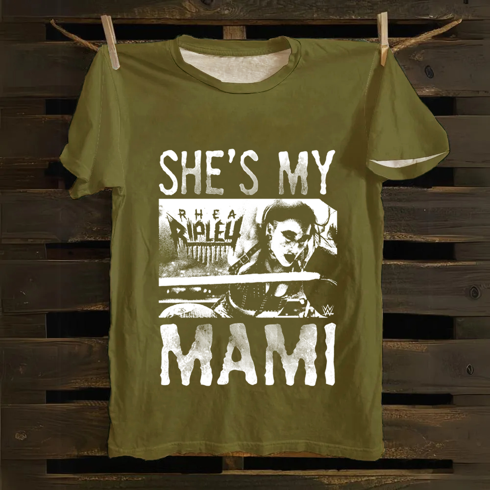 Unisex Vintage WWE Rhea Ripley "she is my mami " Cotton T-Shirt