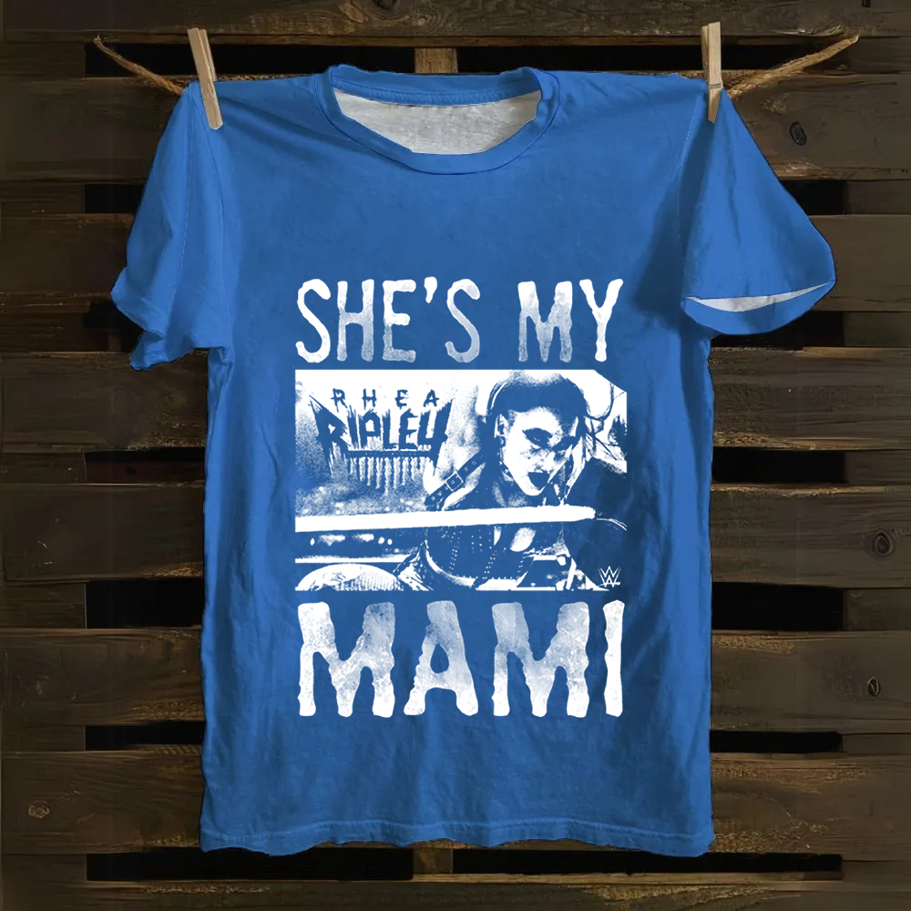 Unisex Vintage WWE Rhea Ripley "she is my mami " Cotton T-Shirt