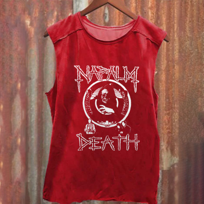 Unisex Vintage Washed  Napalm Death Ban  Tank Top