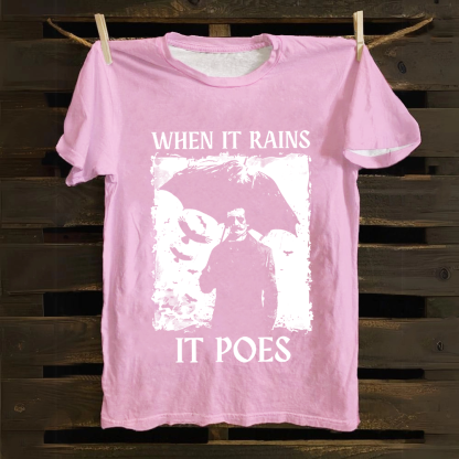 Unisex Vintage Edgar Allan Poe Musicians When It Rains It Pours Cotton T-Shirt