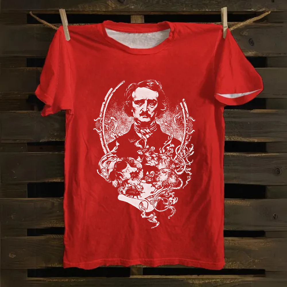 Unisex Vintage Funny Edgar Allan Poe Horror Writer Cotton T-Shirt