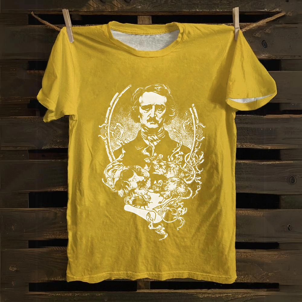 Unisex Vintage Funny Edgar Allan Poe Horror Writer Cotton T-Shirt
