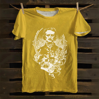Unisex Vintage Funny Edgar Allan Poe Horror Writer Cotton T-Shirt