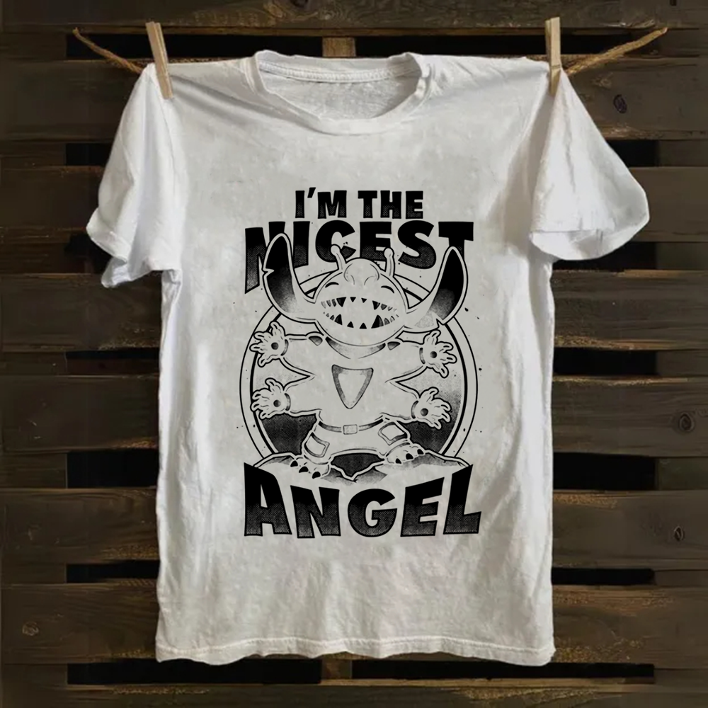 Unisex Vintage Cute Alien Nice Angel Cotton T-Shirt