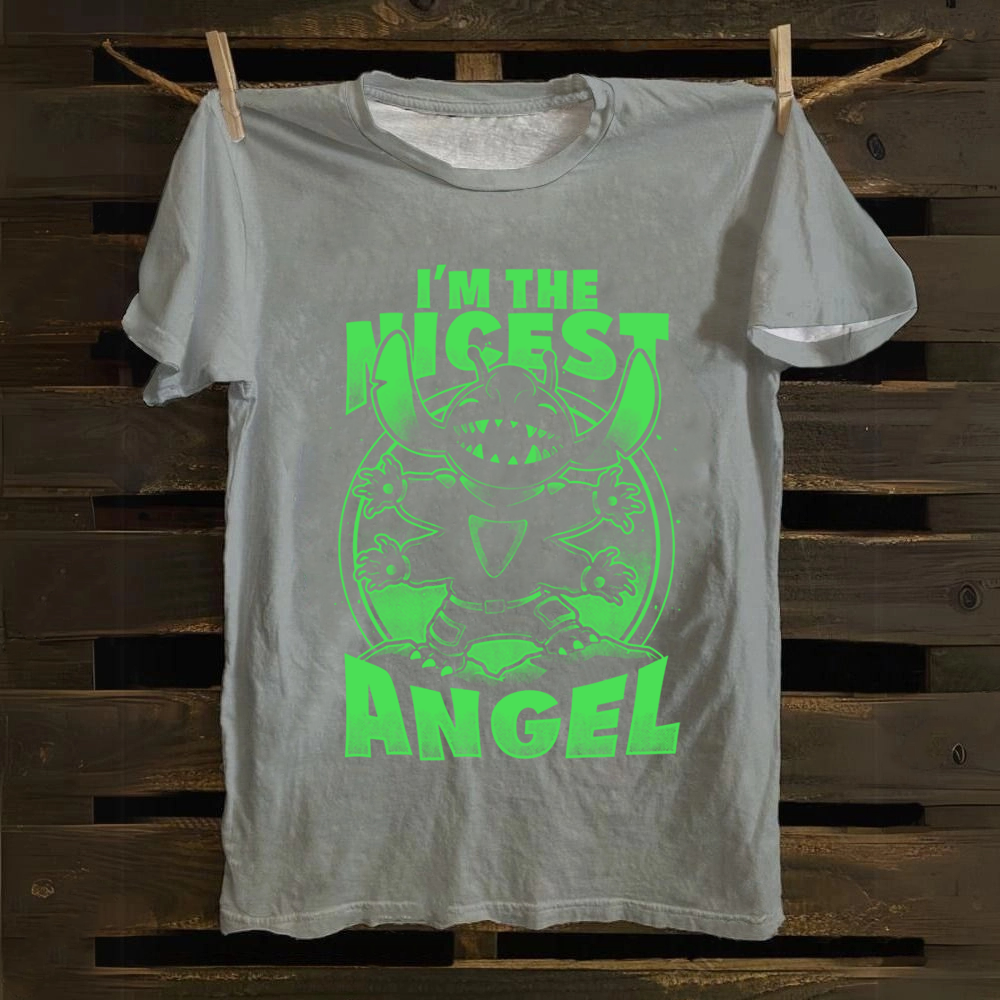Unisex Vintage Cute Alien Nice Angel Cotton T-Shirt
