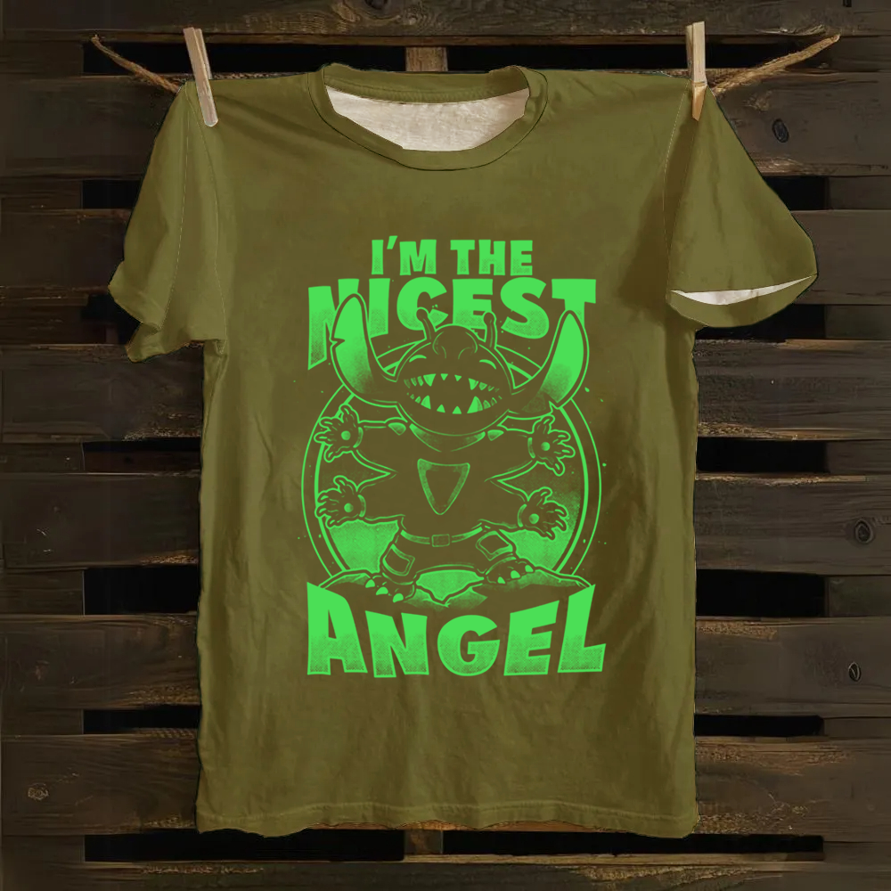 Unisex Vintage Cute Alien Nice Angel Cotton T-Shirt