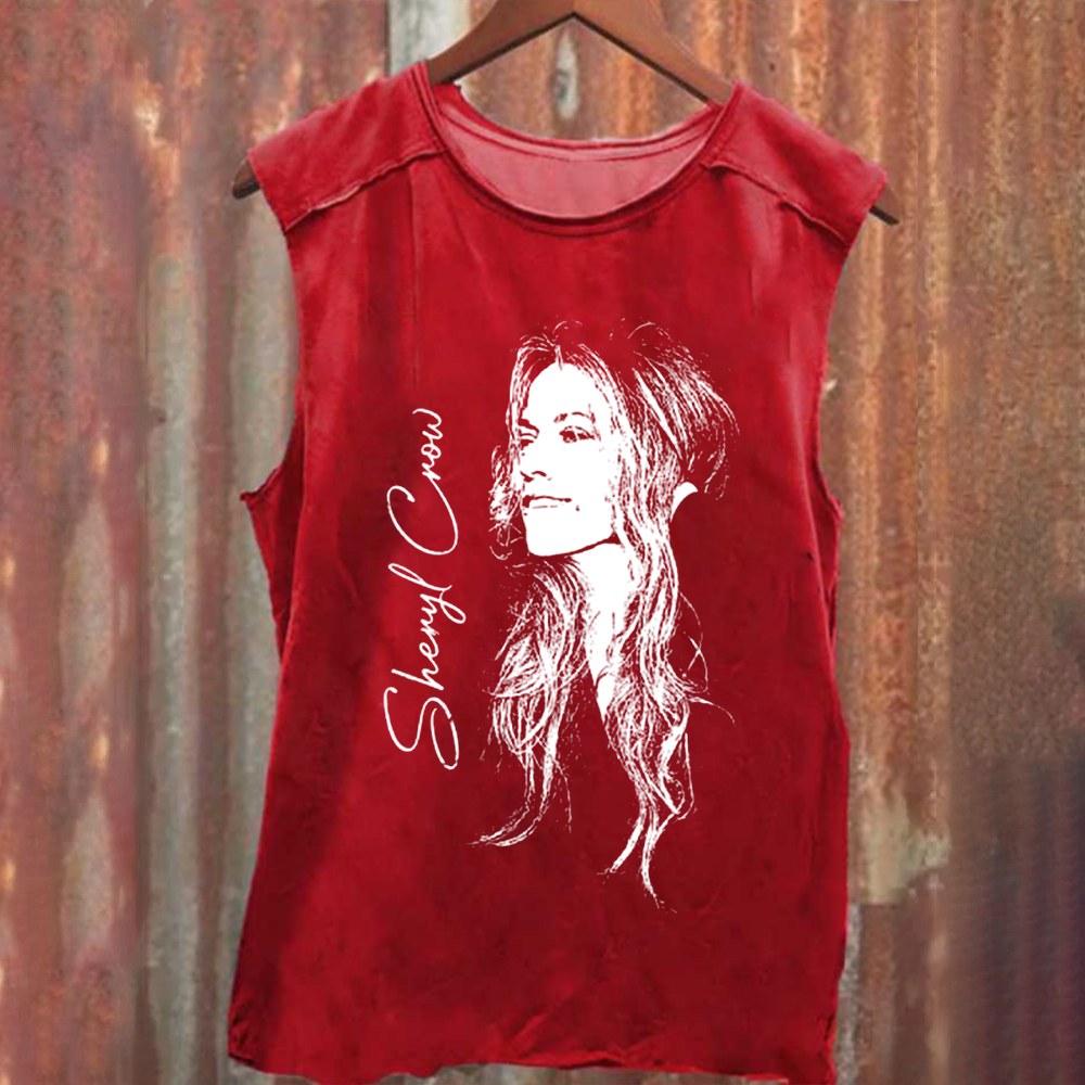 Unisex Vintage Washed  Sheryl Crow Singer Tank Top