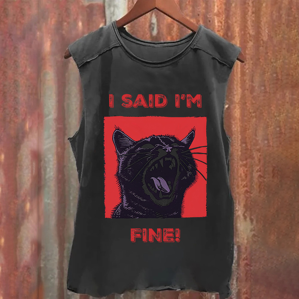 Unisex I said I'm fine! Funny Cat Classic Tank Top