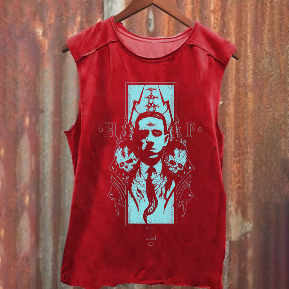 Unisex Vintage Washed H.P. Lovecraft Celebrities  Tank Top