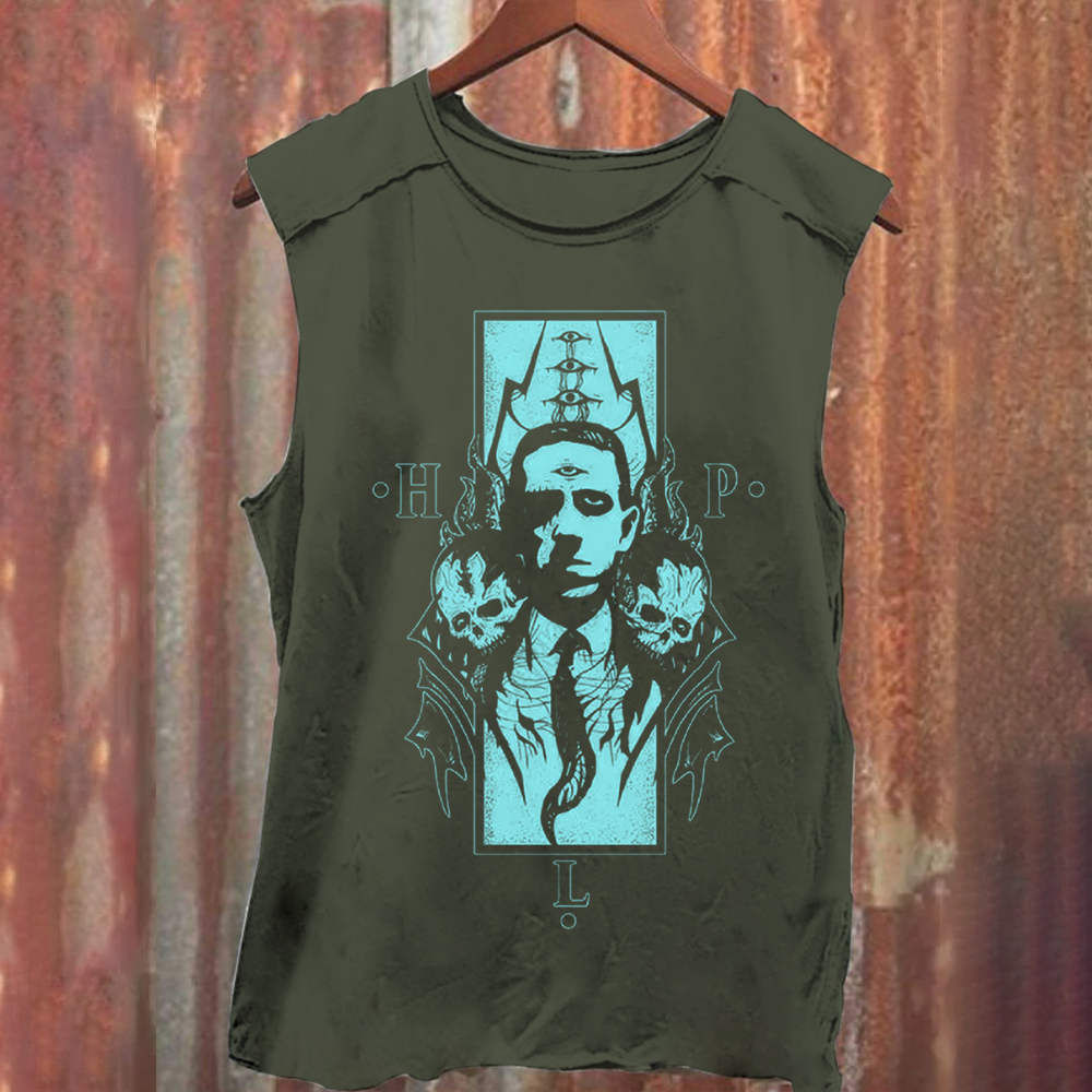 Unisex Vintage Washed H.P. Lovecraft Celebrities  Tank Top