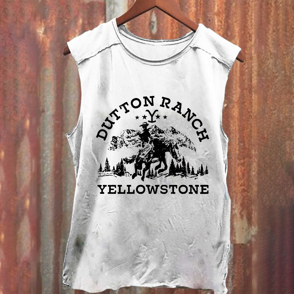 Unisex Vintage Washed Yellowstone TV Series Casual Printed Tank Top