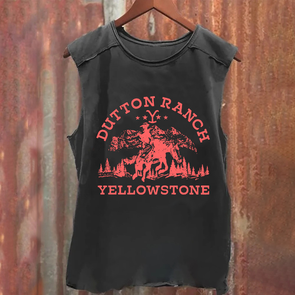 Unisex Vintage Washed Yellowstone TV Series Casual Printed Tank Top