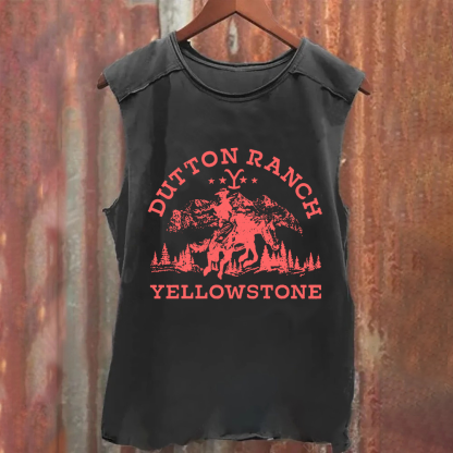 Unisex Vintage Washed Yellowstone TV Series Casual Printed Tank Top