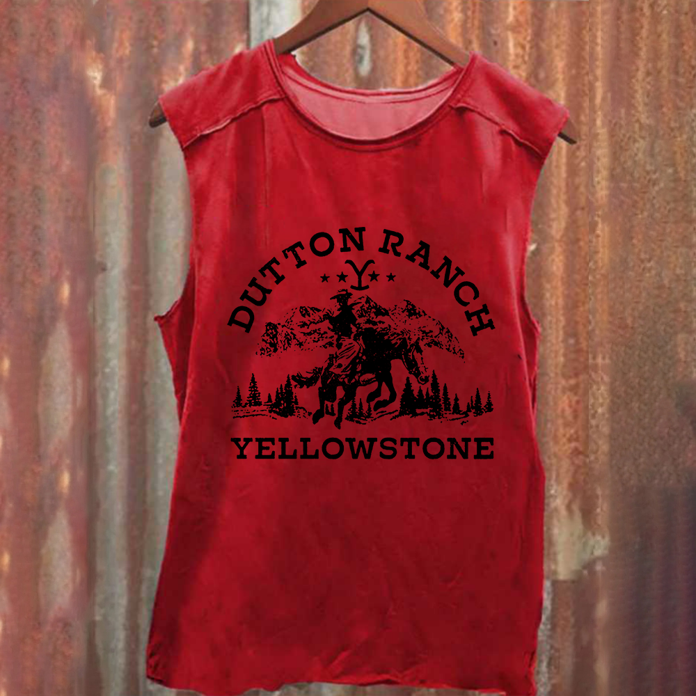 Unisex Vintage Washed Yellowstone TV Series Casual Printed Tank Top