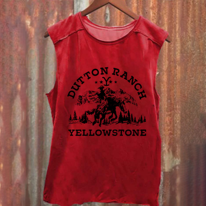 Unisex Vintage Washed Yellowstone TV Series Casual Printed Tank Top