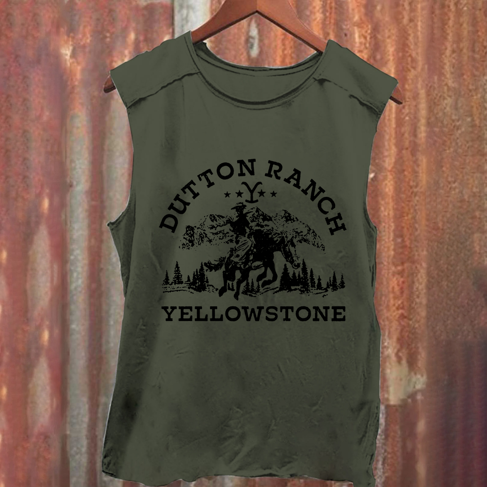 Unisex Vintage Washed Yellowstone TV Series Casual Printed Tank Top